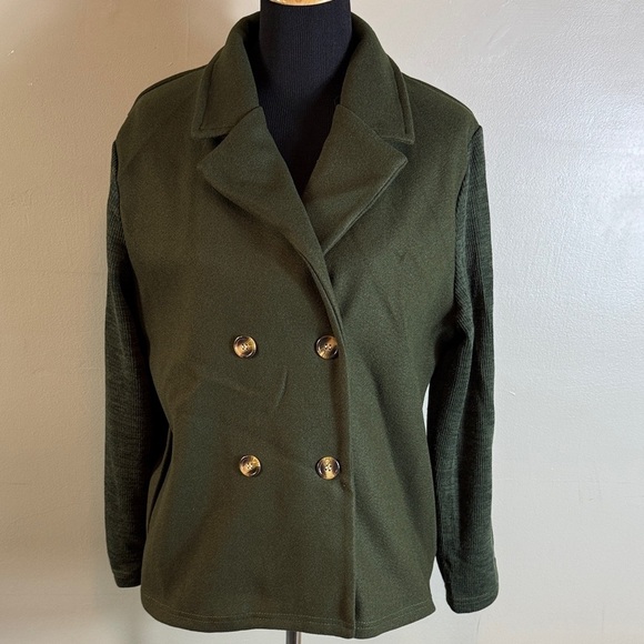 Jackets & Blazers - Dark Olive Green Double-Breasted Women's Blazer Sz XL NWOT